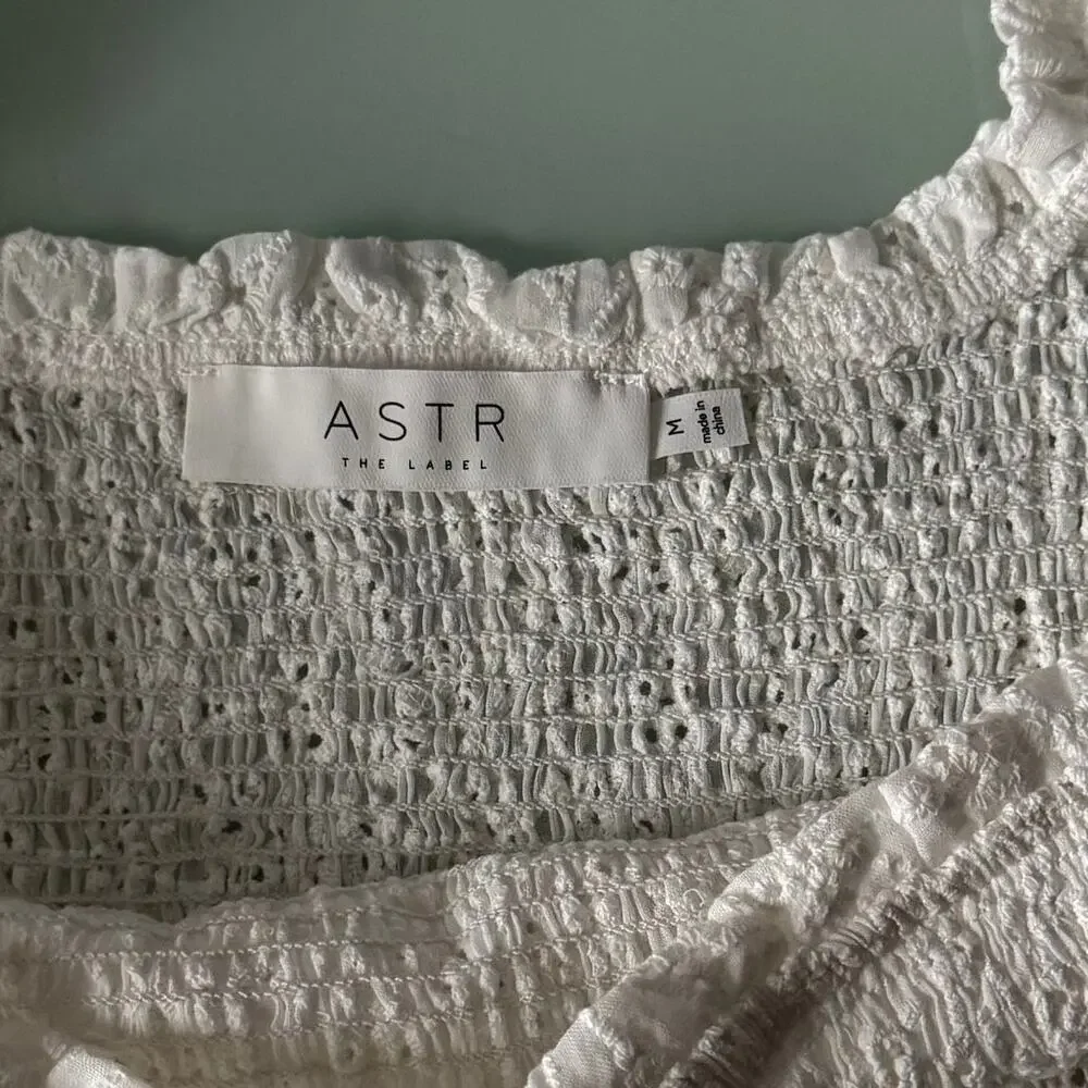 ASTR The Label Hudson Top in White Eyelet Women's Size M